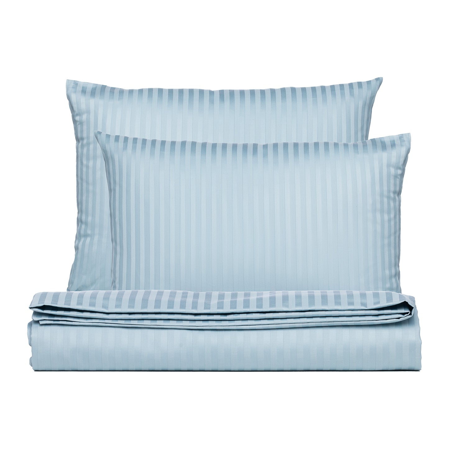 PHB Silky Satin triipsatiinist voodipesukomplekt Dusty Blue 220x240/50x70x2