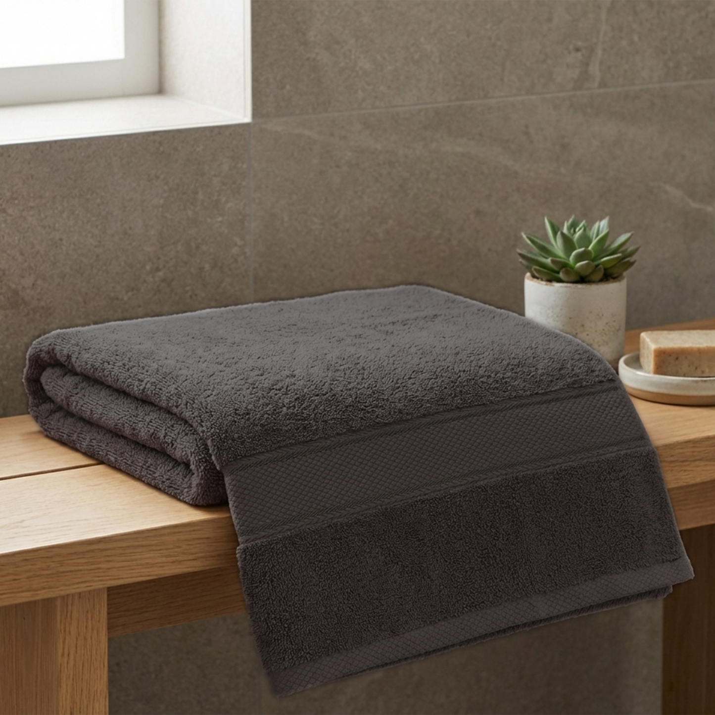 TERRY TOWEL 70X140 100% COTTON GSM 600 DARK GREY