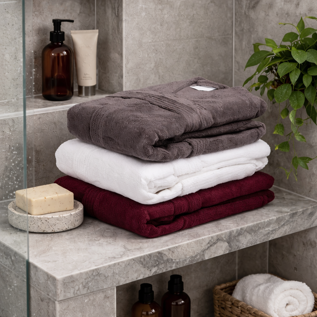 Bathrobe XS/S, 100% cotton, grey