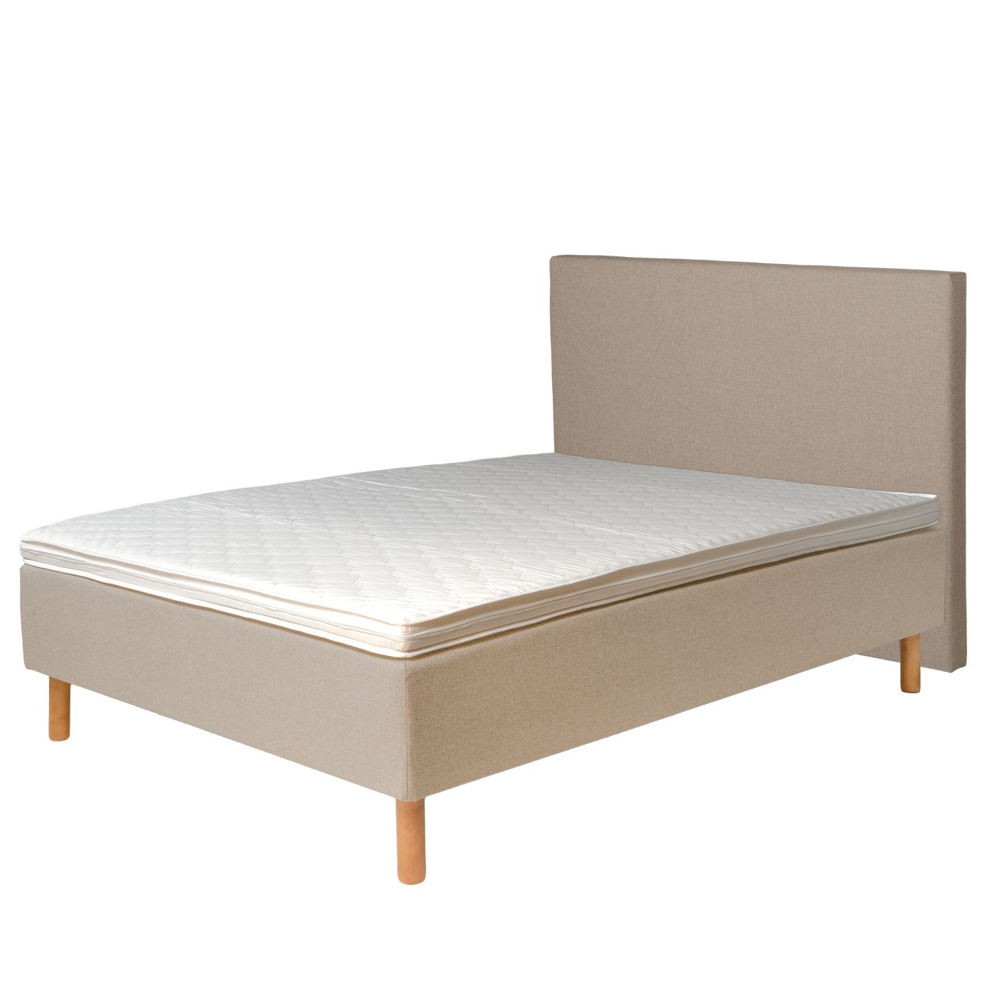 Frame bed Rahu 140x200 beige with headboard