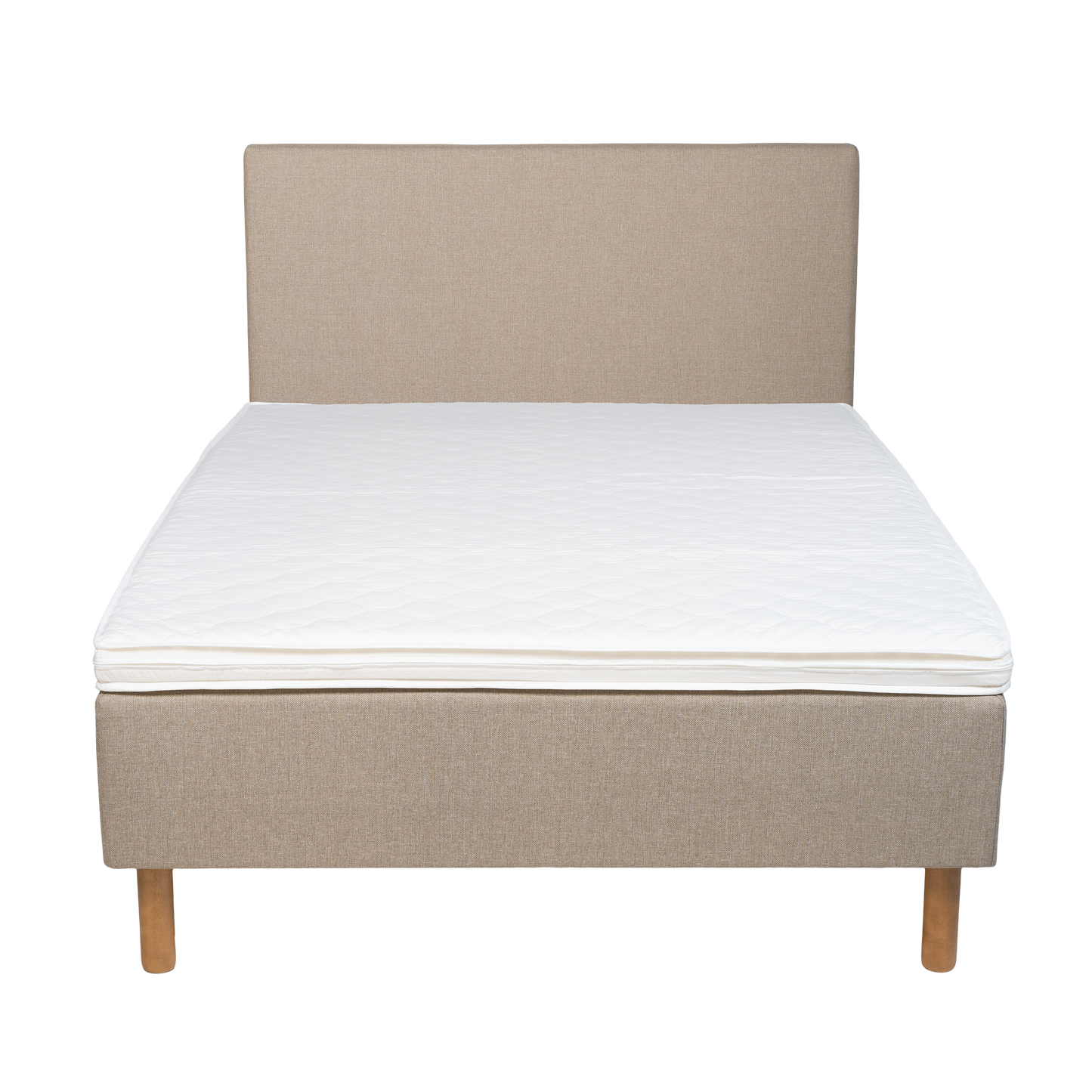 Frame bed Rahu 140x200 beige with headboard