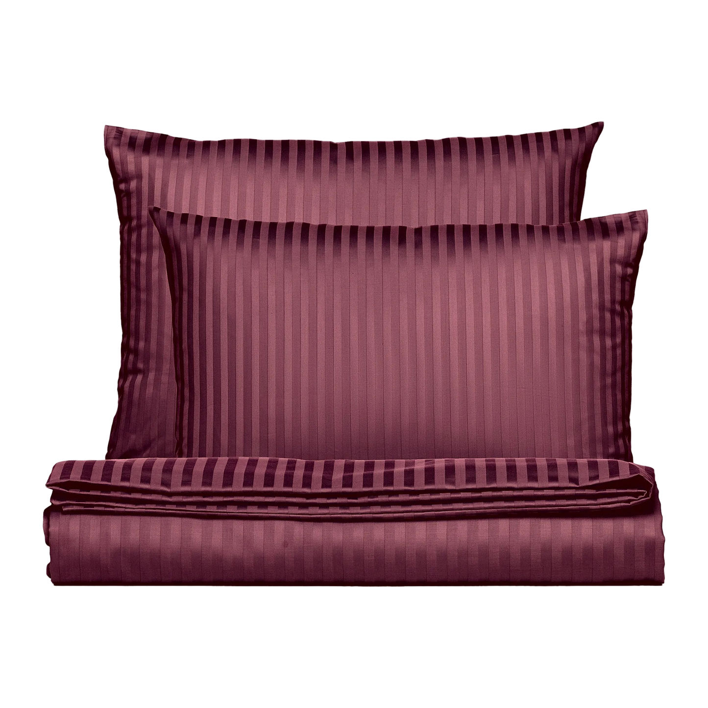 PHB Silky Satin triipsatiinist voodipesukomplekt Burgundy 220x240/50x70x2