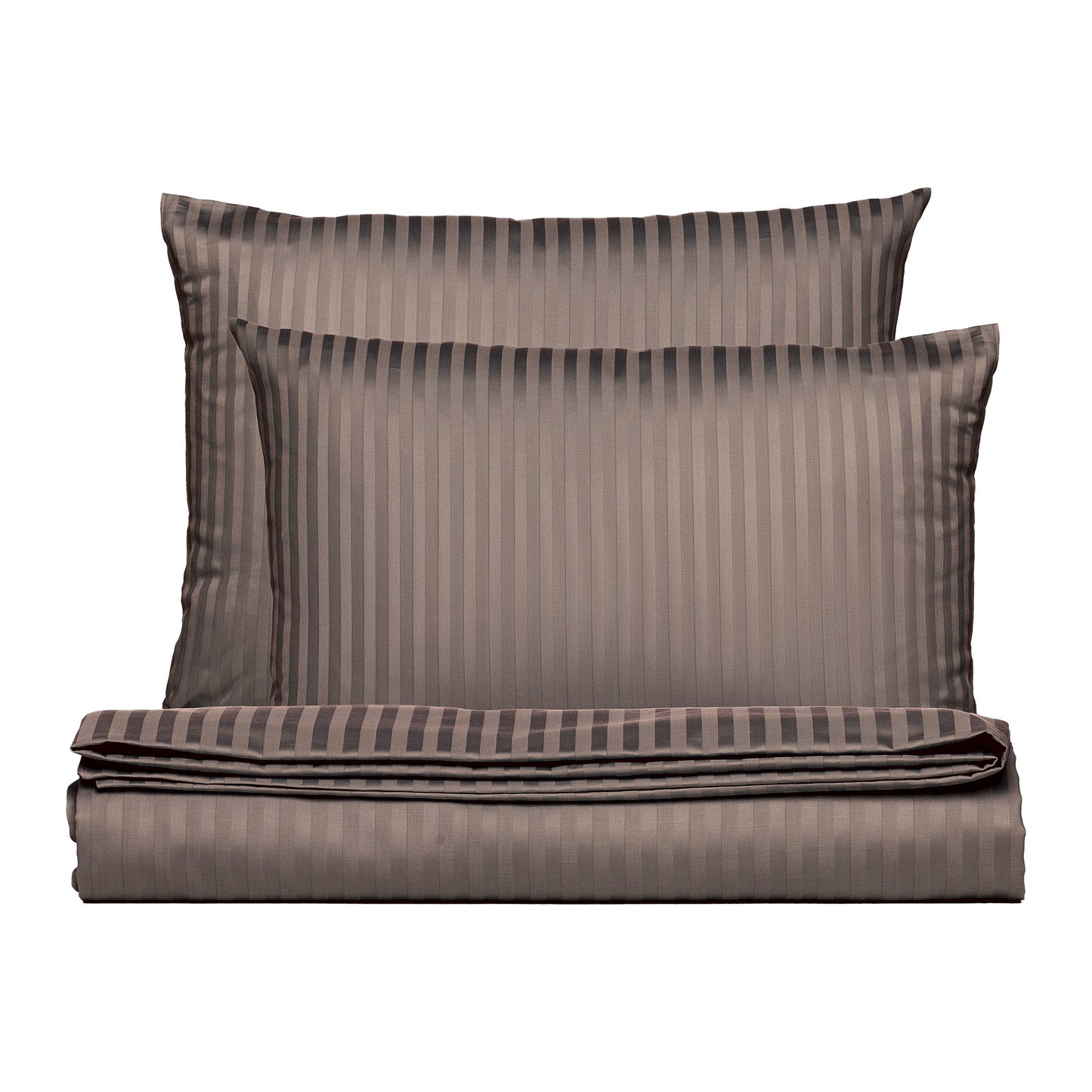 PHB Silky Satin triipsatiinist voodipesukomplekt Cacao 220x240/50x70x2